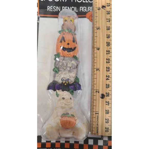 1998 SPOOKY HOLLOW RESIN PENCIL FIGURE HALLOWEEN GHOST BAT GRAVE  PUMPKIN OWL - Picture 5 of 6